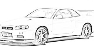 ニッサン スカイライン GT-R R34型 車の塗り絵
