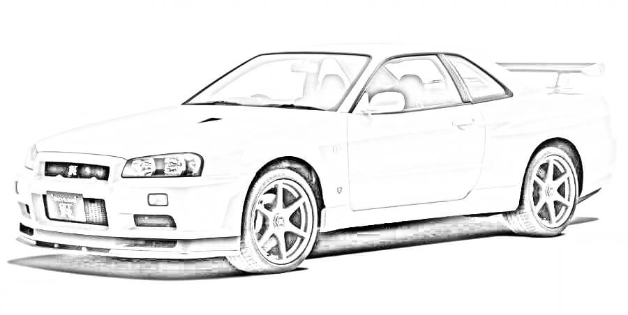 ニッサン スカイライン GT-R R34型 車の塗り絵