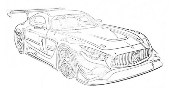 メルセデス AMG GT3 車の塗り絵