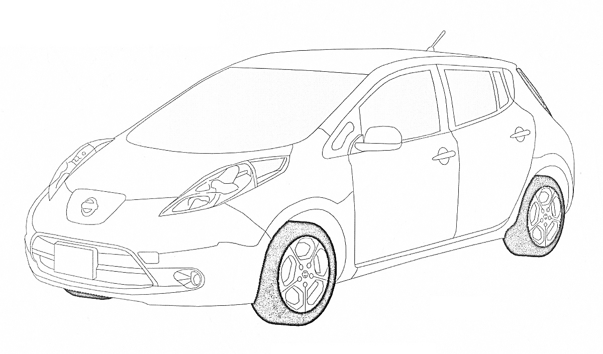 ニッサン リーフ 車の塗り絵