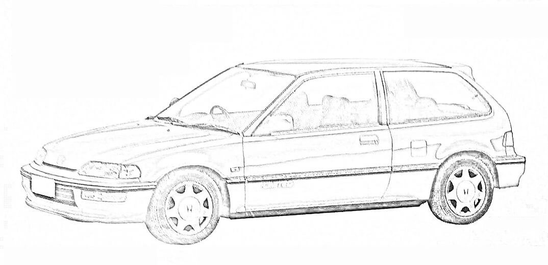 ホンダ シビック EF型 車の塗り絵