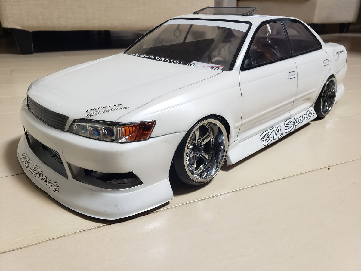 ラジコンボディを極める　作成　息子１枚目　90系マークⅡ